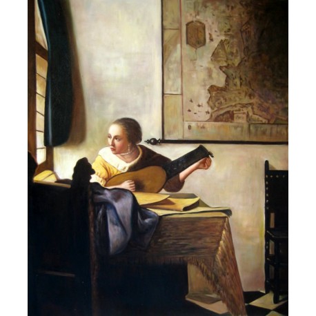 Chica con laúd junto a la ventana de Vermeer