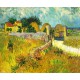 Campos de trigo frente al pueblo de Van Gogh