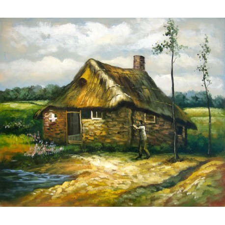 Cabaña con campesino de Van Gogh