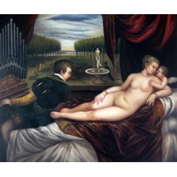 Venus con organista y cupido de Tiziano