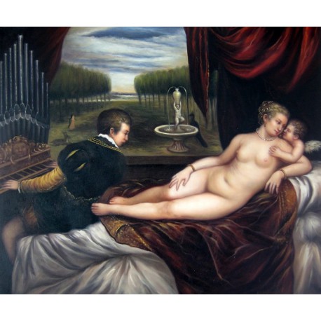 Venus con organista y cupido de Tiziano
